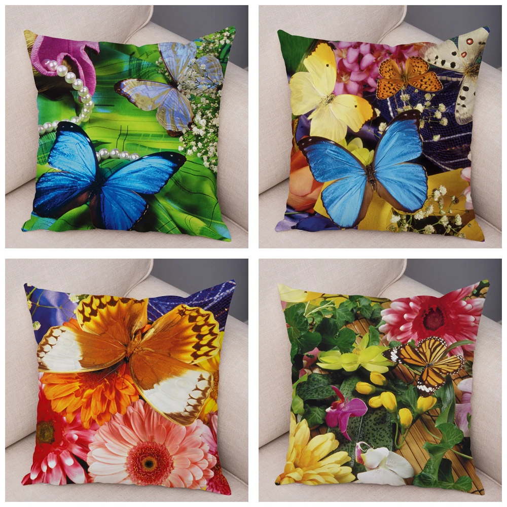 

Home Decor Beautiful Pillowcase Butterfly Cushion Sofa Car Decoration Flower Animal 45x45cm