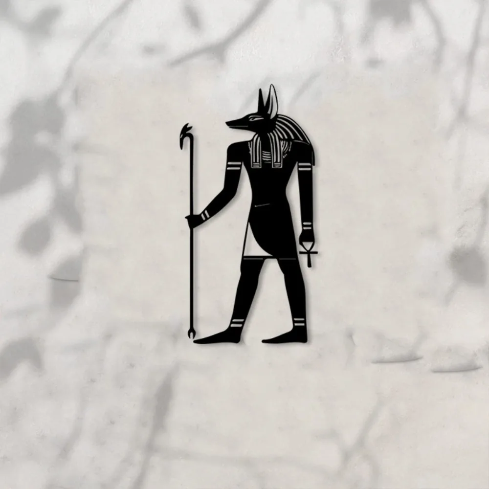 CIFBUY Iron Wall Art Anubis Egyptian God Statue Black Decor Indoor Outdoor Garden Patio Entryway Plaque