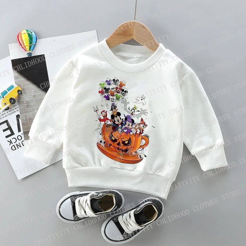 Halloween Stitch Kid Sweatshirts Children Sweater Kawaii Pullover Cartoons Boy Girl Hoodies Casual Little Baby Festival Clothes