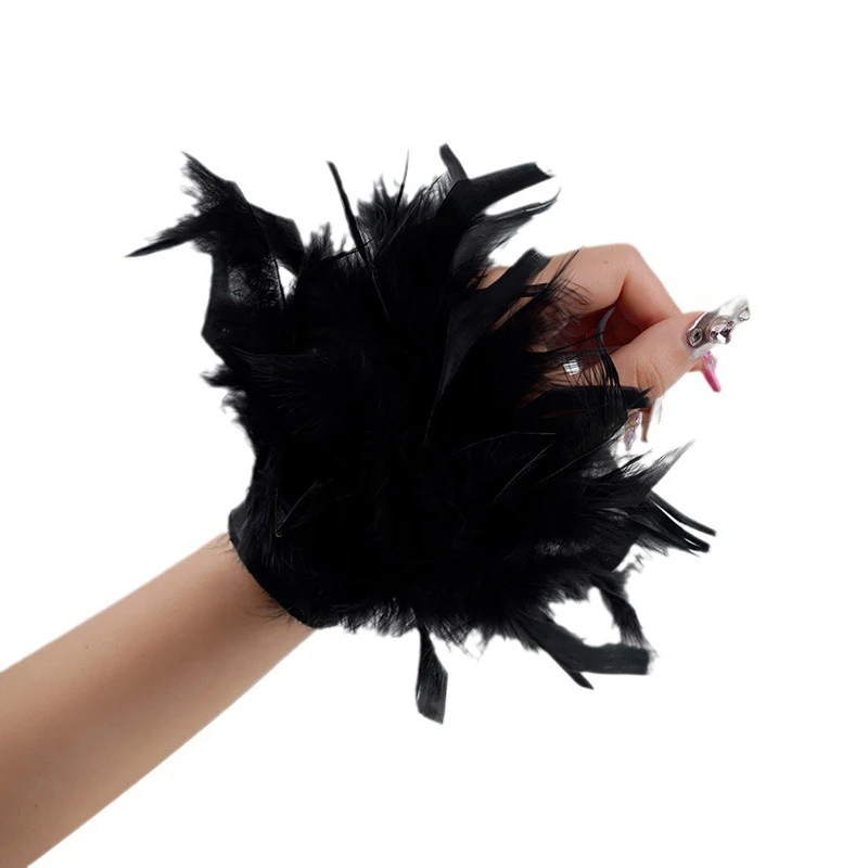 Fashion Feather Cuffs Snap Bracelet Sleeves Wrist Arm for Women Elegant Removable Shirt Cuff Bangle Wedding Party Decorations