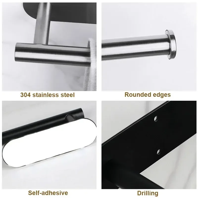 Toilet Paper Holder Kitchen Acceesories Shelf Dish Drainer Wall Mounted Towel Rack Kitchens Accessories Stainless Steel Cabinet