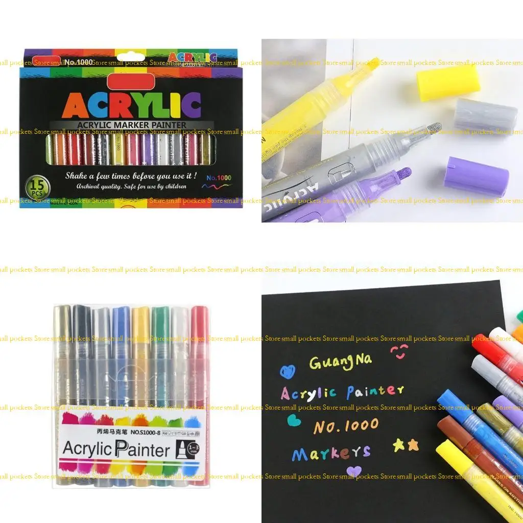 

R1WD 4/8/12/15/24/36 Colors Acrylic Paint Marker Pen Detailed Marking for DIY Album Glass Ceramic Rock Canvas