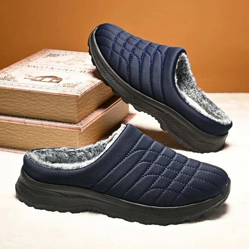 

Зимняя теплая мужская хлопковая повседневная обувь. Удобные мужские домашние тапочки. Полулоферы. Зимняя обувь на меху. Легкие туфли без шнуровки на плоской подошве.