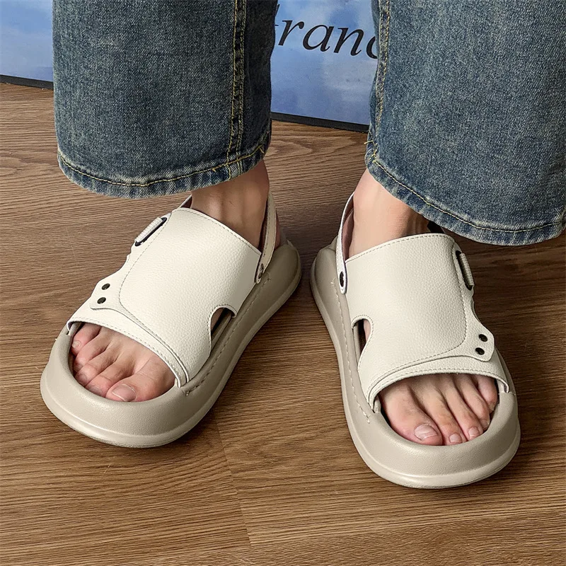 

High Quality Casual Slippers with Exposed Toes,Thick Sole,Waterproof,Cool and Trendy Brand,Summer Beach Shoes Chanclas De Hombre