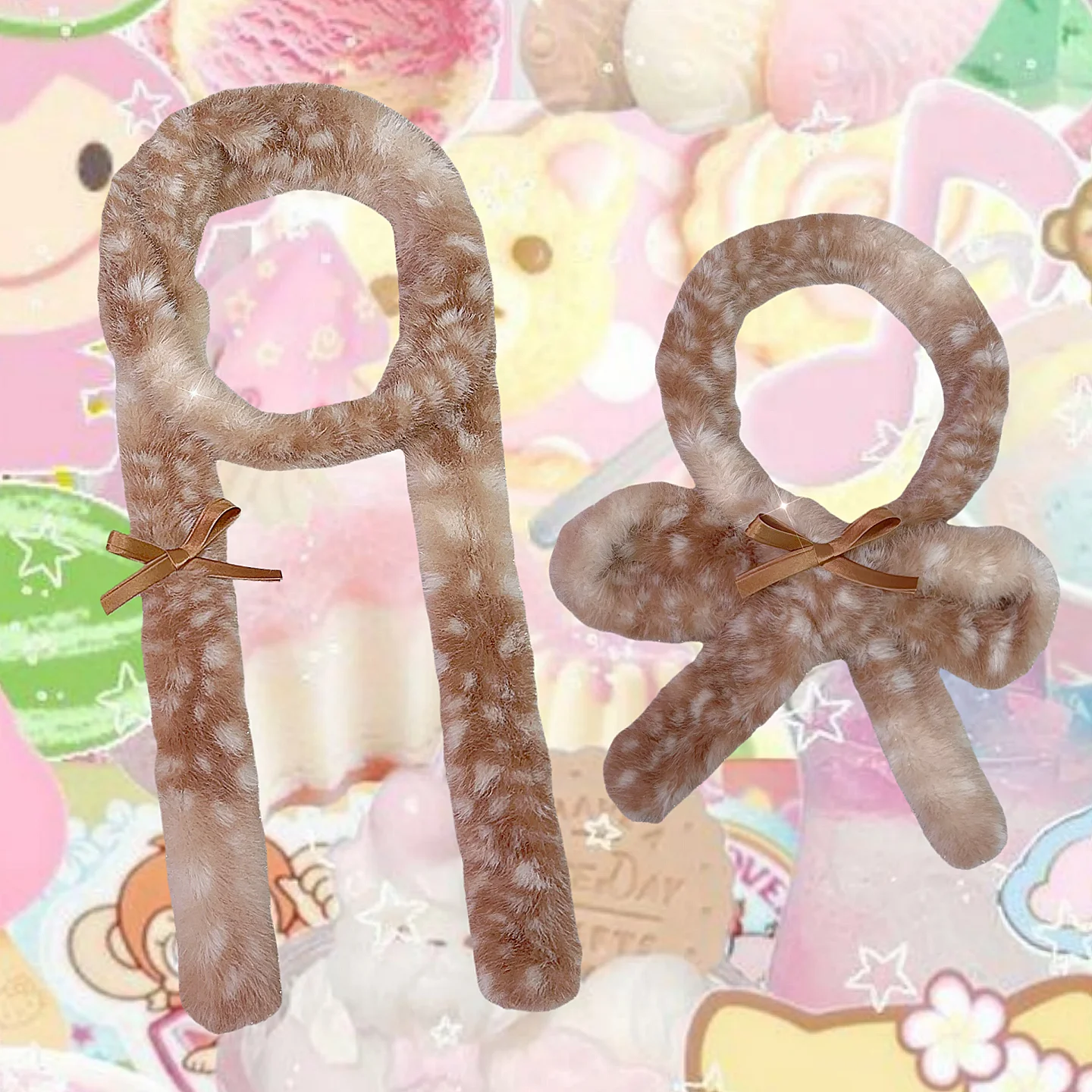 

Японский меховой шарф в стиле Y2K для девушки, милый, декоративный, в стиле миллениум-хотти, с элементами субкультуры.