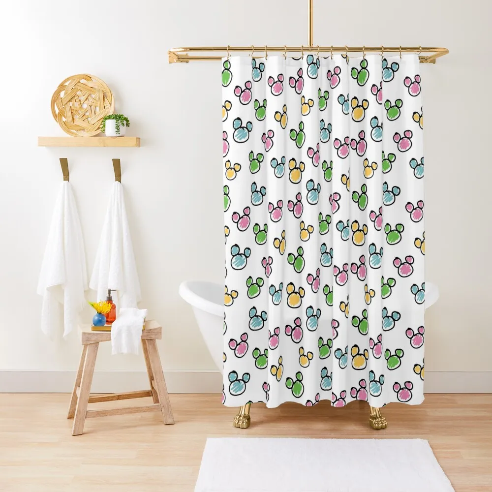 Whimsical scribble dots / colorful rainbow Shower Curtain Modern Accessory Bathrooms In The Bathroom Curtain