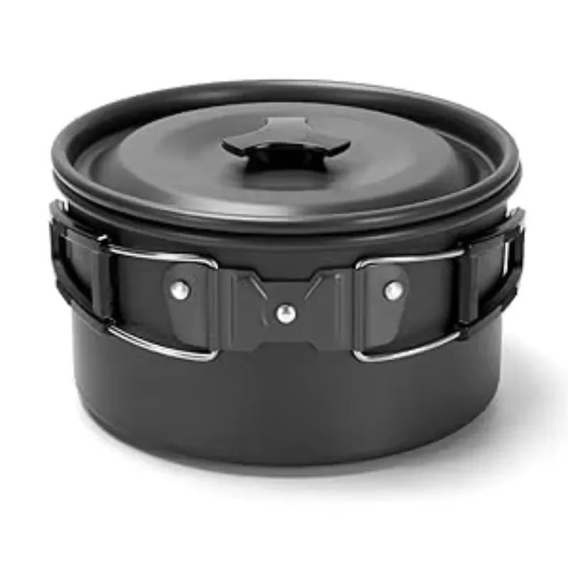 Lightweight non-stick stainless steel cookware set for outdoor backpacking and cooking camping