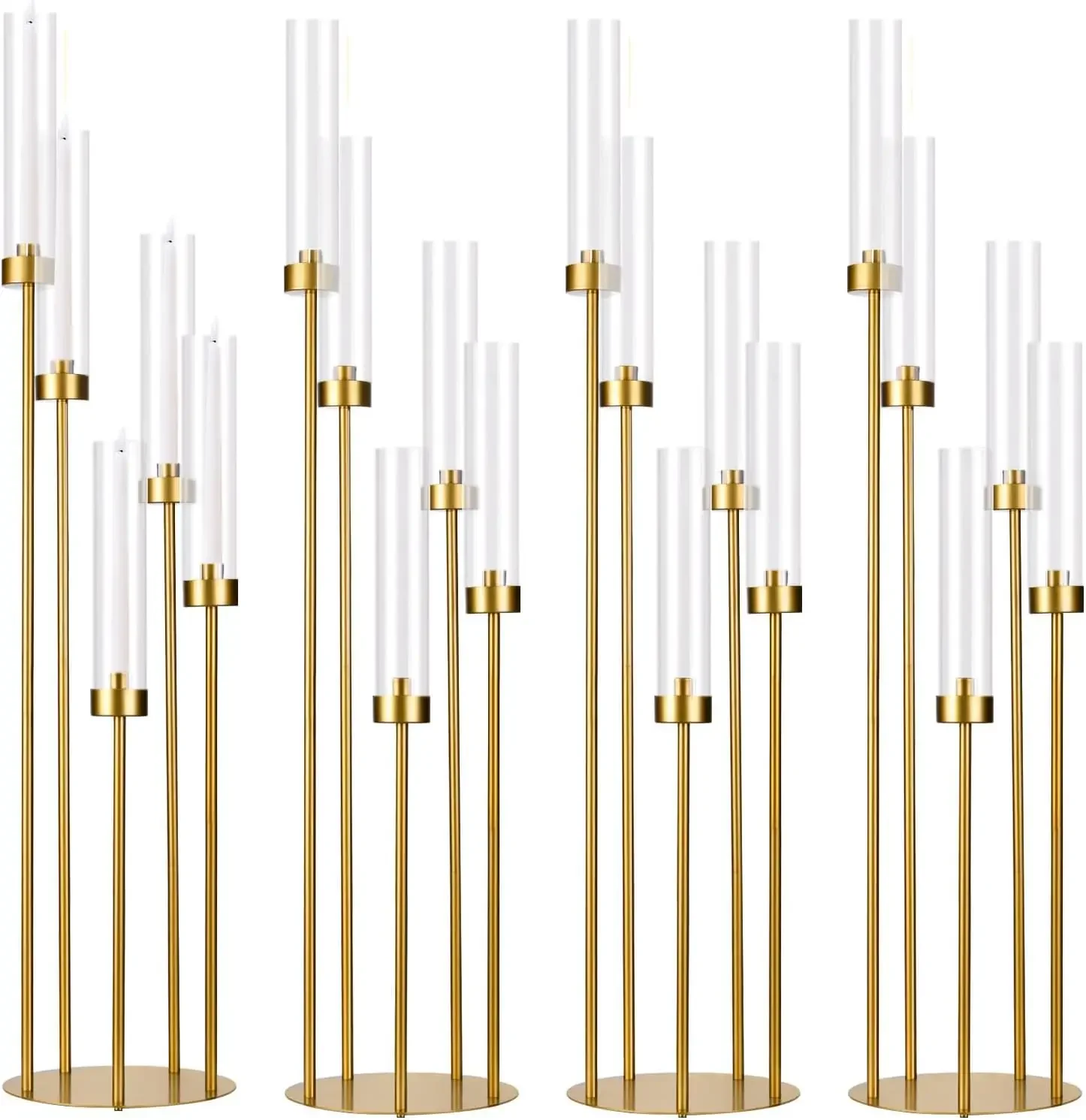 

5 Arm Candelabra with Acrylic Lampshade Set of 4 Gold Candelabra for Wedding Table Birthday Party Home Decoration 39.4'' Candle