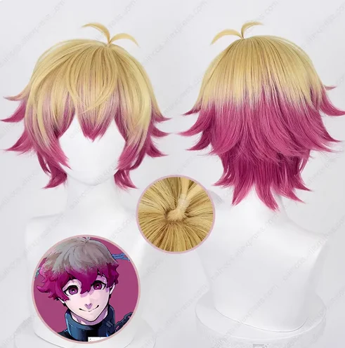 

Anime Alexis Ness Cosplay Wig 30cm Short Hair Golden Rose Pink Wigs Heat Resistant Synthetic Wigs