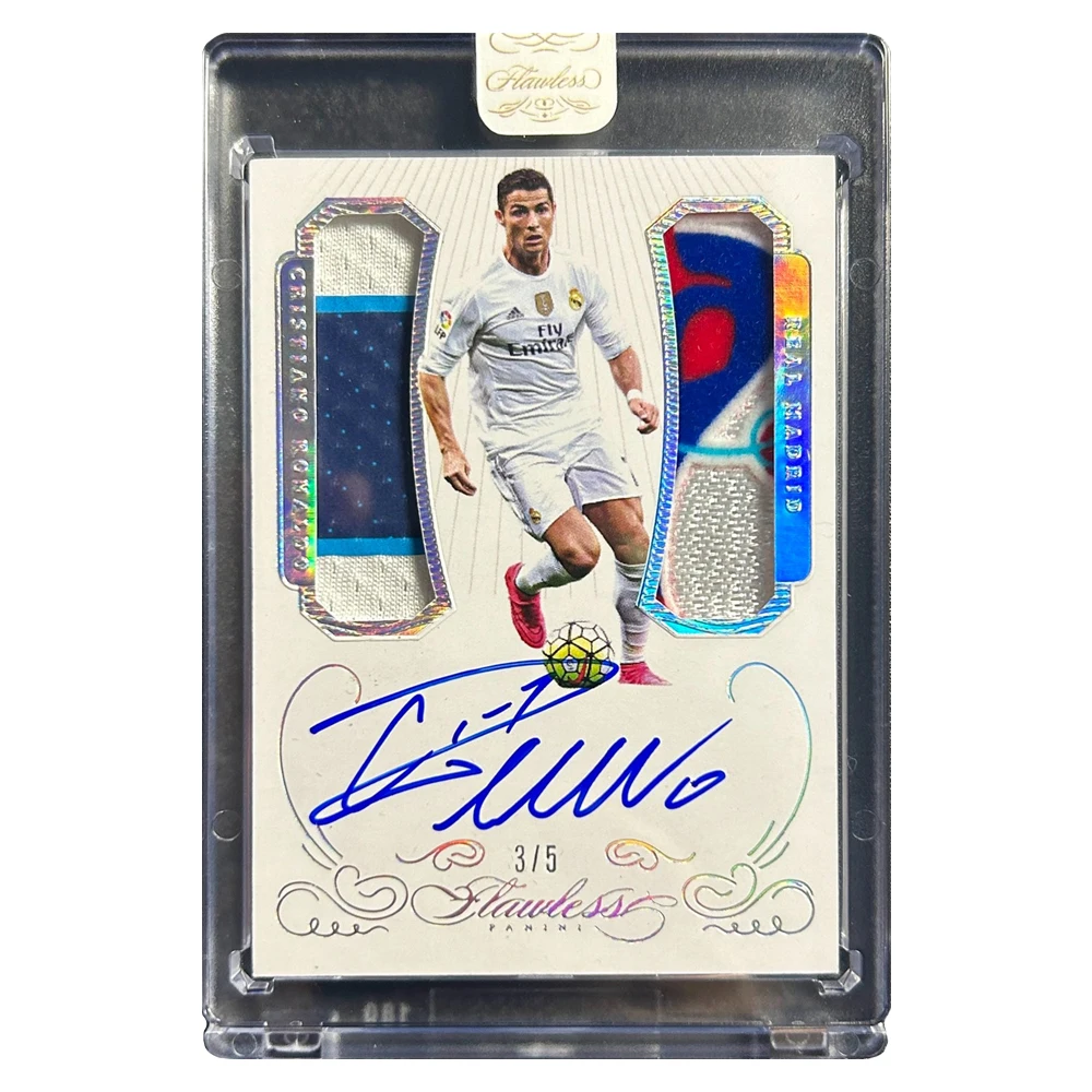 

PANINI Material signature collection card tile DIY homemade Cristiano Ronaldo Birthday gift soccer boys Jersey fabric rainbow