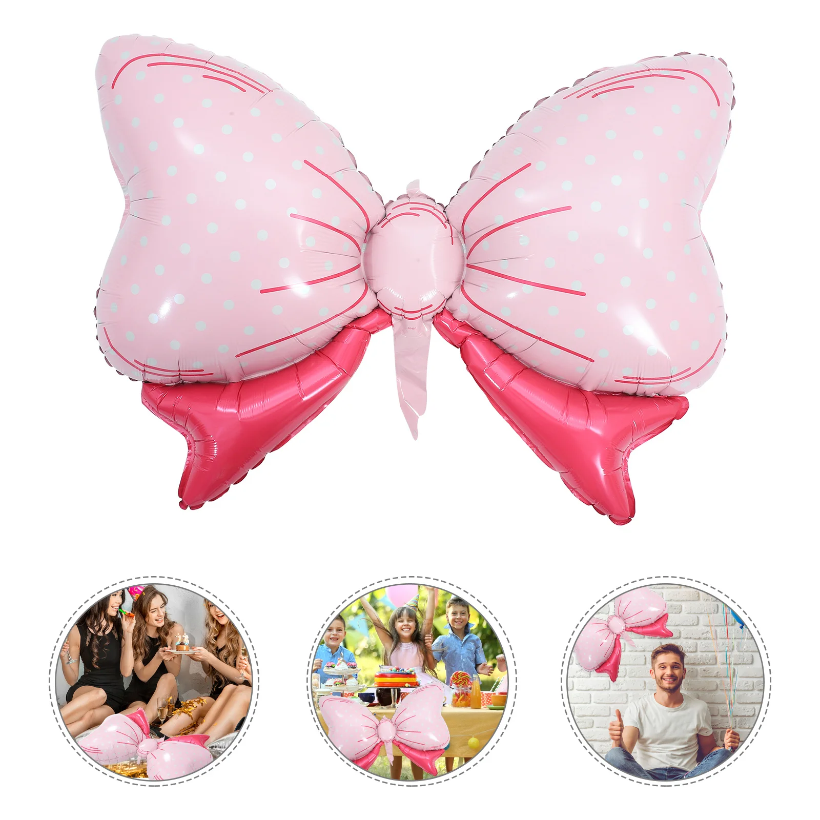 

3pcs Bowknot Aluminum Film Balloons Cartoon Shape Bright Color Leak-Proof Party Home Bar Club Decor Car Interior Bow Balloons