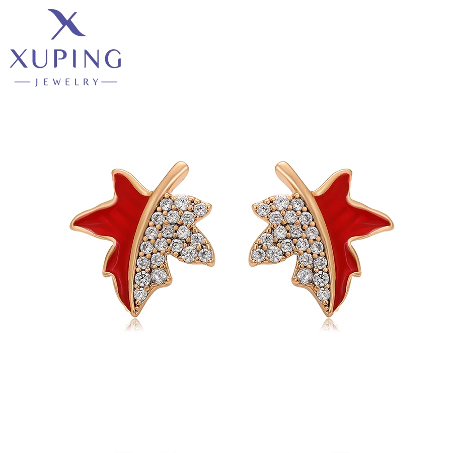 Xuping Jewelry New Arrival Fashion Super Sale Leaf Stud Earrings for Women X000030741