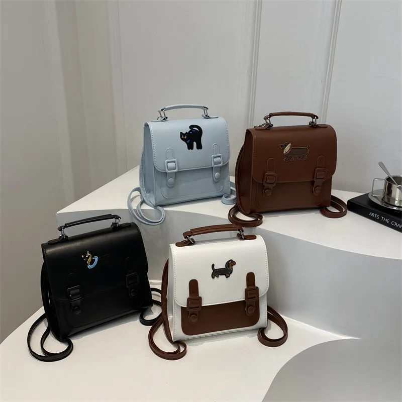 New Commuter Backpack With Casual Color Contrast Splicing Unique  Handheld Small Square Bag Backpack exquisite Super Cute Chic