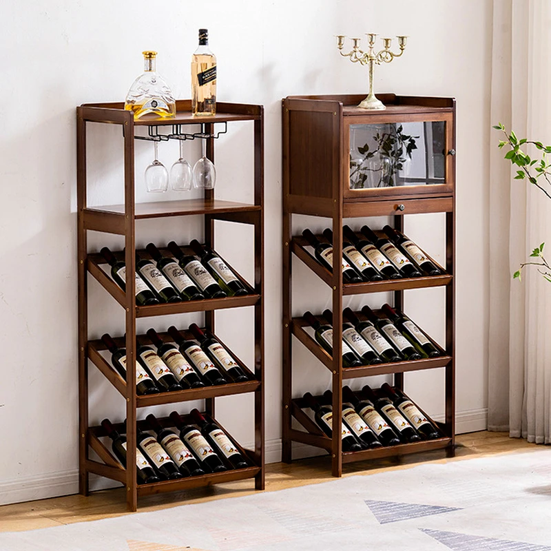 Bambu Wine-Bottle Holder Racks, Racks De Armazenamento Simples, Wine-garrafa Armário, Móveis para Sala, Europeu Villa Floor, Bar e Household, L