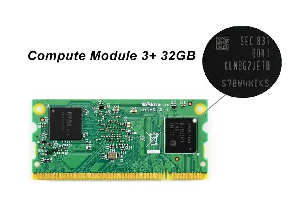 

Модуль Raspberry Pi Compute Module 3+ Lite/8GB/16GB/32GB с 1 ГБ ОЗУ, 64-битный, 1.2 ГГц, BCM2837B0, 200-контактный SODIMM, поддерживает Windows