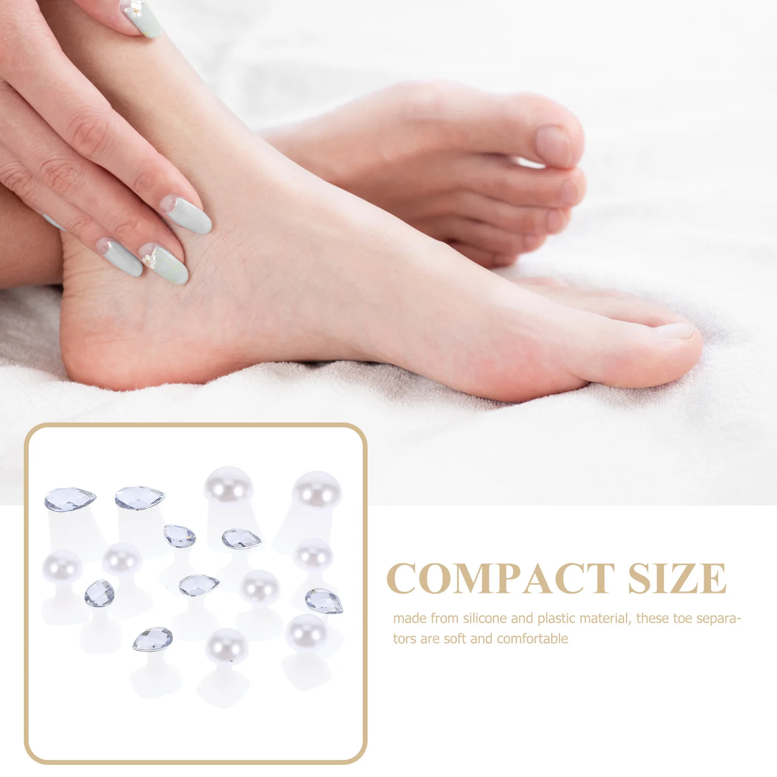 

2Sets Silicone Toe Separators Soft Comfortable Pedicure Nail Art Separator Water Drop Pearl Design Toe Spacers for Women Men