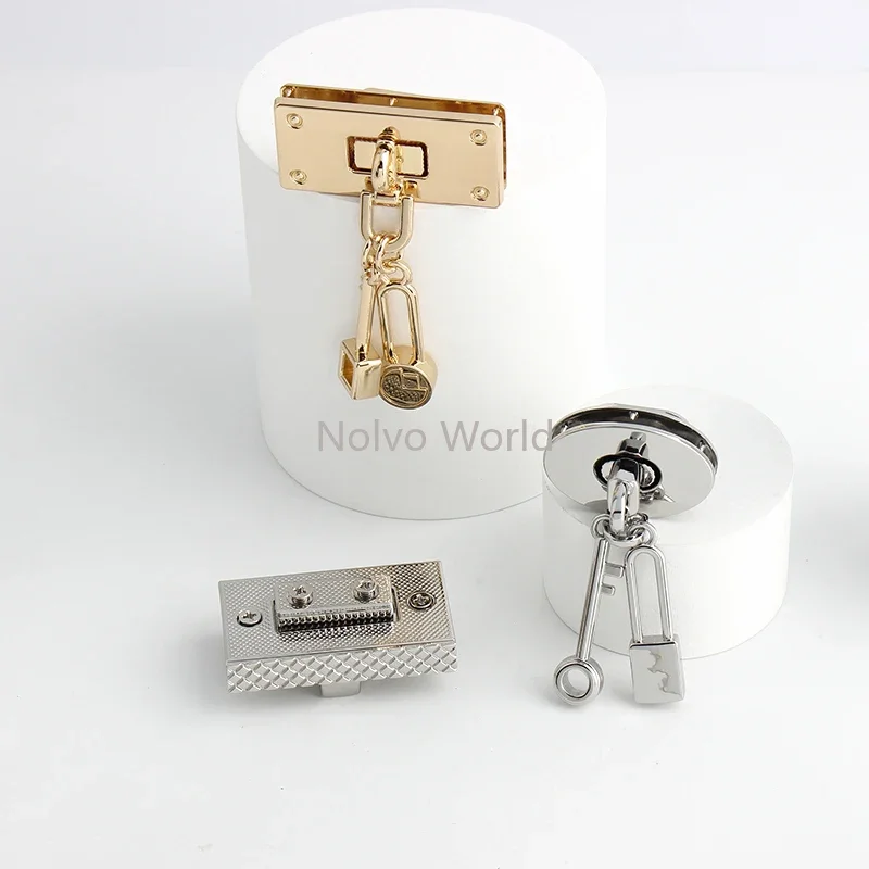 2/5/30Sets Rectangular Metal Snap Clasp Locks For DIY Craft Wallet Bags Handbag Twist Lock Totes Fasteners Buckles Accessories