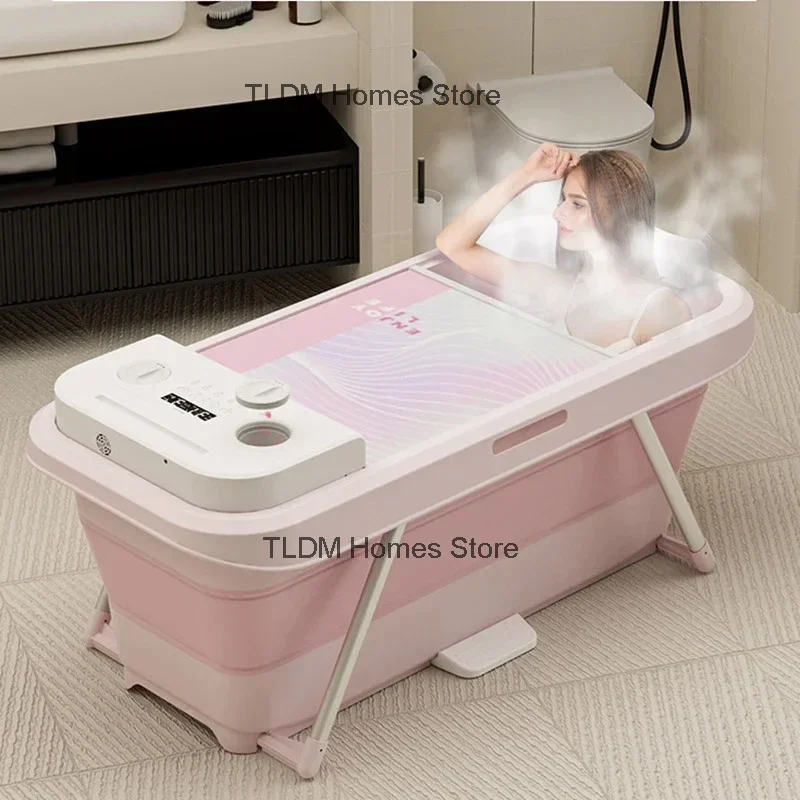 

Foldable Spa Bathtub Portable Bathtub Adult Steam Bath Bucket Plastic Feet Large Bucket Automatic Heating Bath Bucket Whole Body