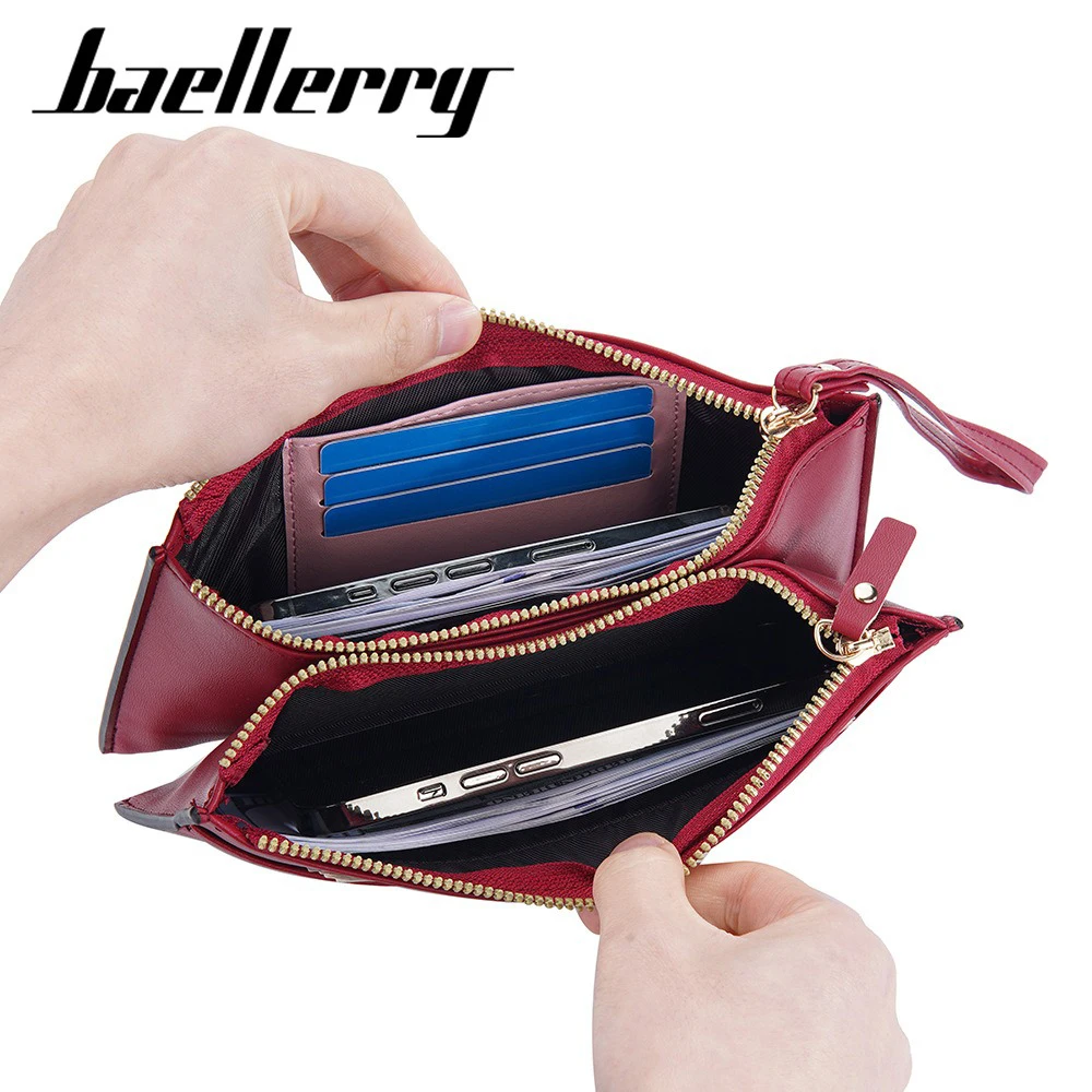محفظة كبيرة متعددة الاستخدامات بسحاب للنساء من Baellerry RFID مع حزام معصم، تحمل بطاقات الهاتف فكرة هدية نقدية
