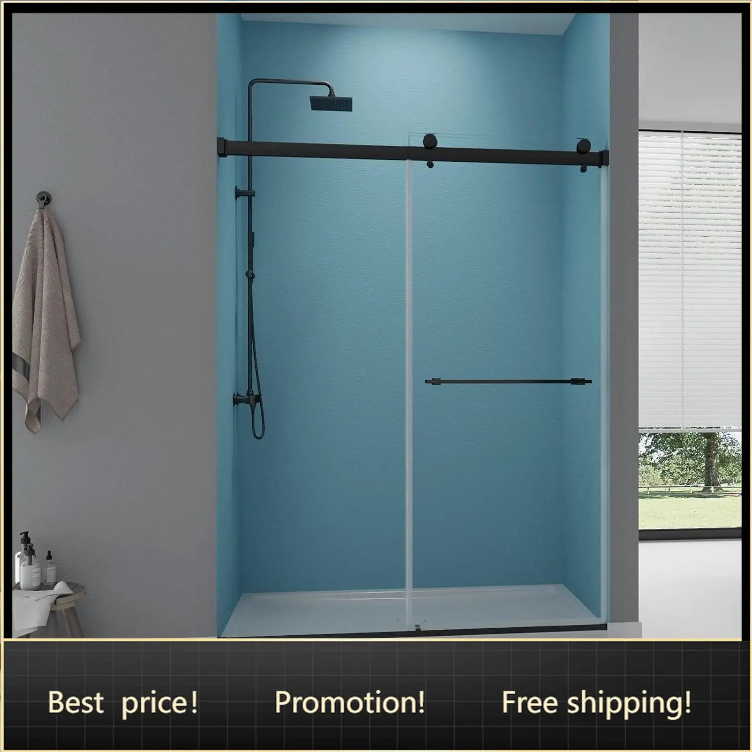 

56" -60" W x 75" H Frameless Shower Door, Double Sliding Shower Door，Bathroom Sliding Shower Door, SGCC Certified Tempered Glass