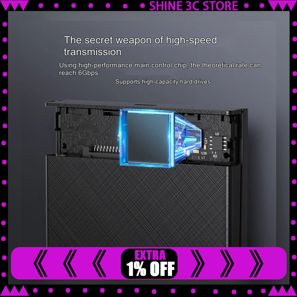 UGREEN 30731 CM479 2.5 Inch SATA HDD Enclosure USB 3.0 External Hard Drive Case 5Gbps UASP Dual Cable