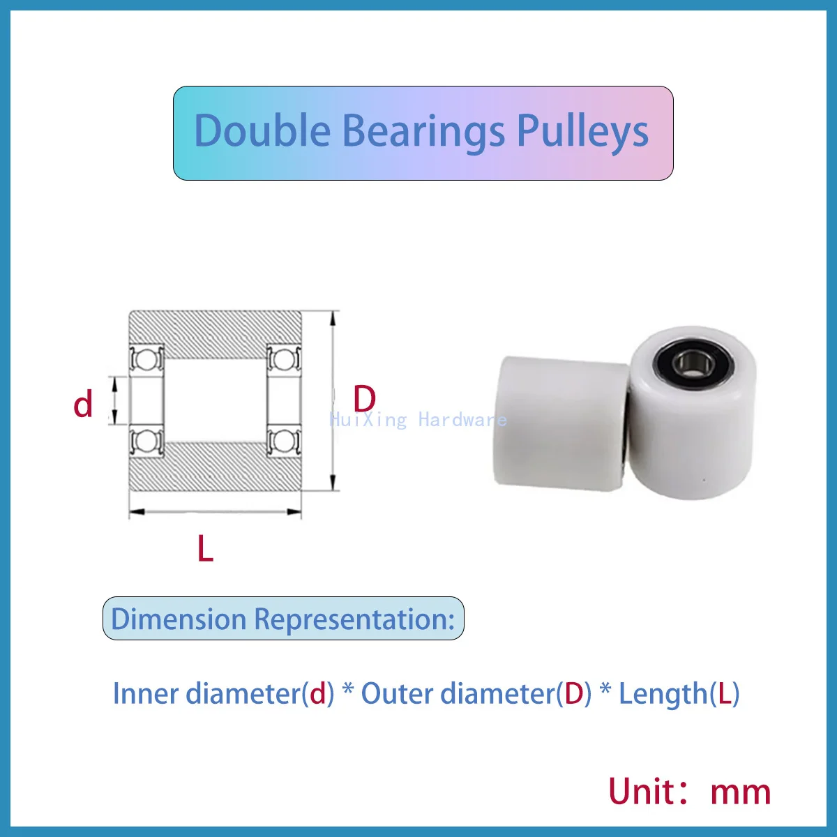 

Track Pulleys/Double Bearings Pulleys/High Load-Bearing Pom Plastic Bearings/Hanging Wheels/Sliding Doors/Clamping Wheels