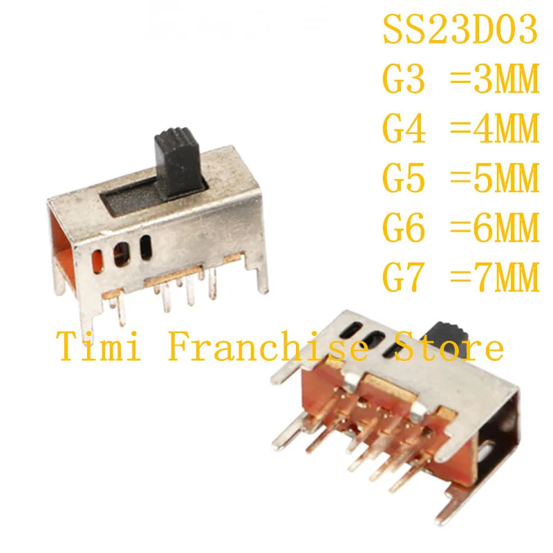 SS23D03 8Pin 3Position 2P3T DP3T PCB Mount Mini Vertical Slide Switch SS23D03VG3 SS23D03VG4 SS23D03VG5 SS23D03VG6 3MM 4MM 5MM