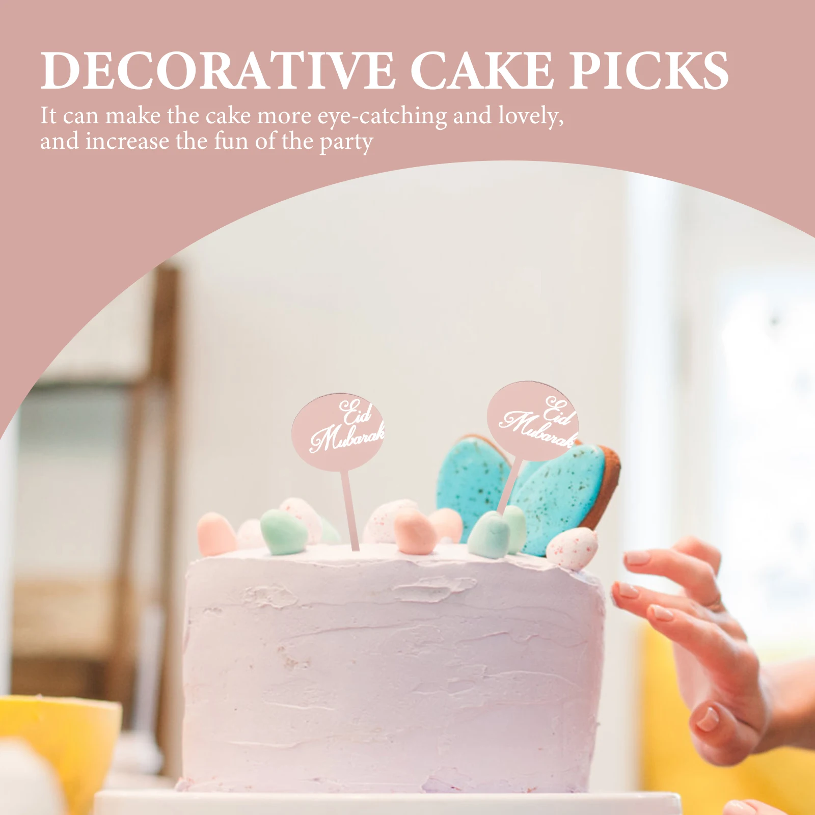 

24 Pcs Cupcake Toppers Theme Party Decoration Plaque Accessories Muslim Holiday Celebration Eid Mubarak Acrylic Decore