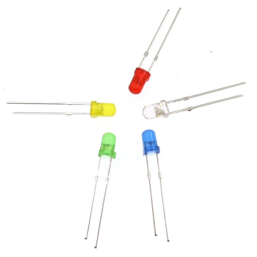 500Pcs LED Light-Emitting Diode 100Pcs/Color 5MM Luminous Diode Kit LED Light Emitting Diode Assortment for Electrical Equipment