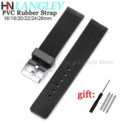 Soft Rubber Watch Strap Diving Belt Universal Bracelet 16mm 18mm 20mm 22mm 24mm 26mm Men Plastic PVC Sport Watch Accessories