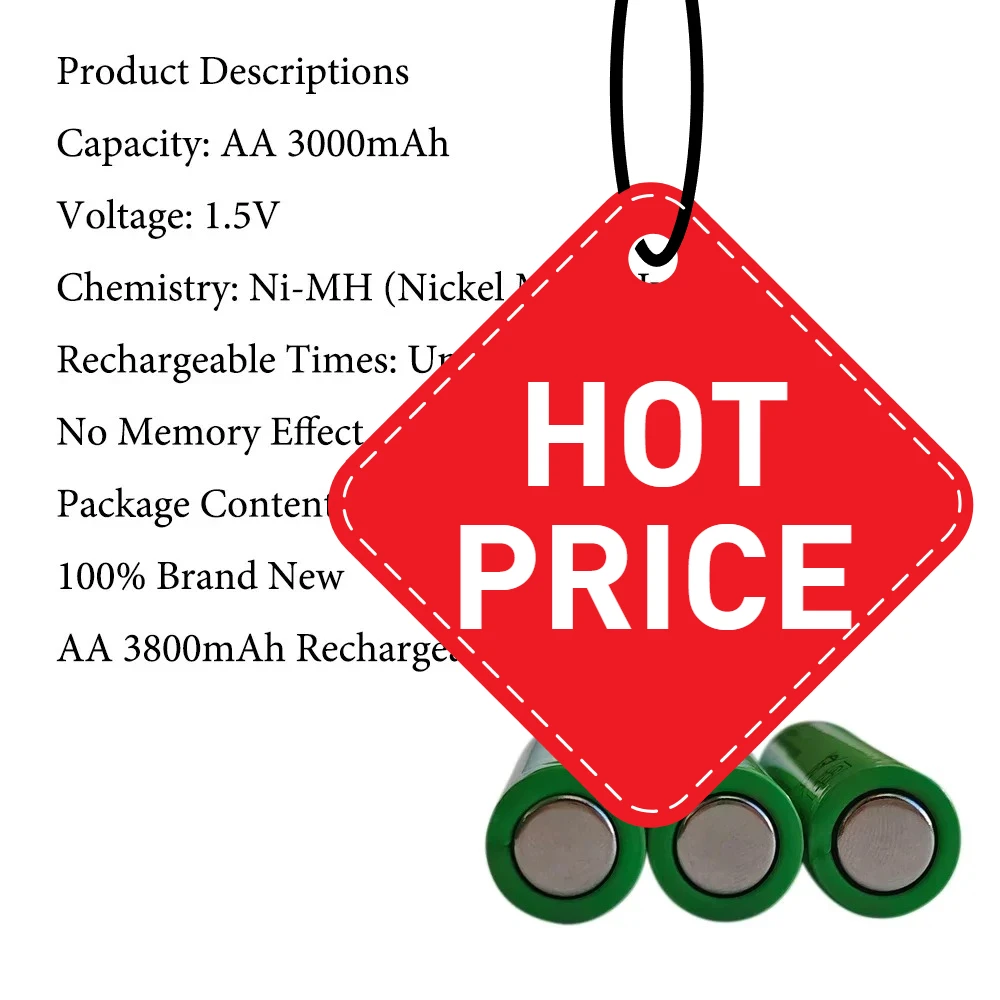 

Rechargeable Alkaline Battery AA 1.5V 3000mAh/1.5V Flashlight Toys Watch MP3 Player Replace Battery