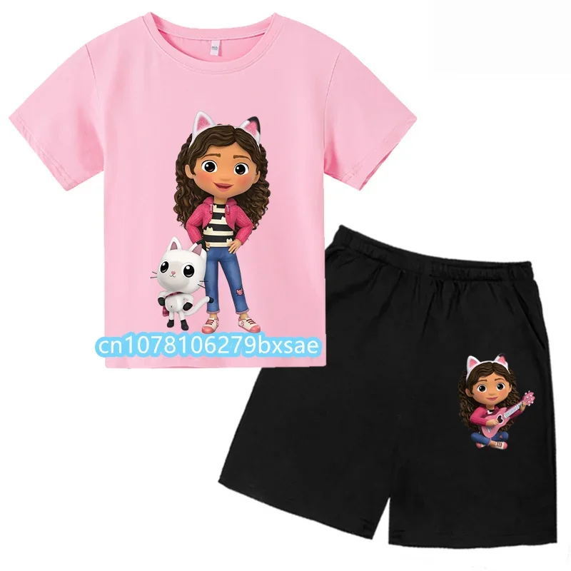 2024 Kids Gabby Cats Toddler Girls Gabbys Dollhouse Clothes Baby Boys short Sweatshirt Sets summer t shirt set