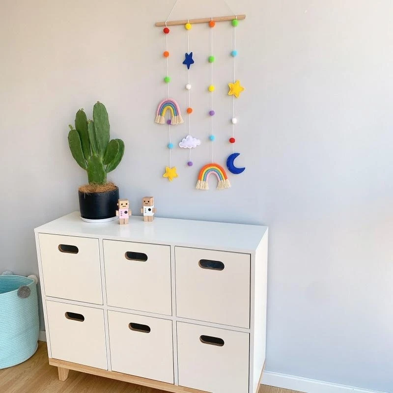 

J15U Rainbow Photo Display Holder with Girls Hair Bow Clips Storage Hanger Wall Hanging Picture Decoration