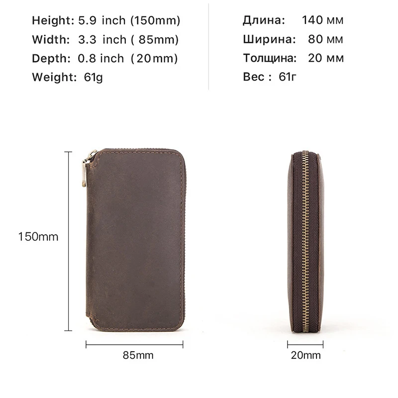 الصلبة البني خمر جلد البقر ووتش حالة 2-فتحة ووتش التخزين المنظم مع إغلاق سستة حامل الساعات المحمولة الحقيبة #4