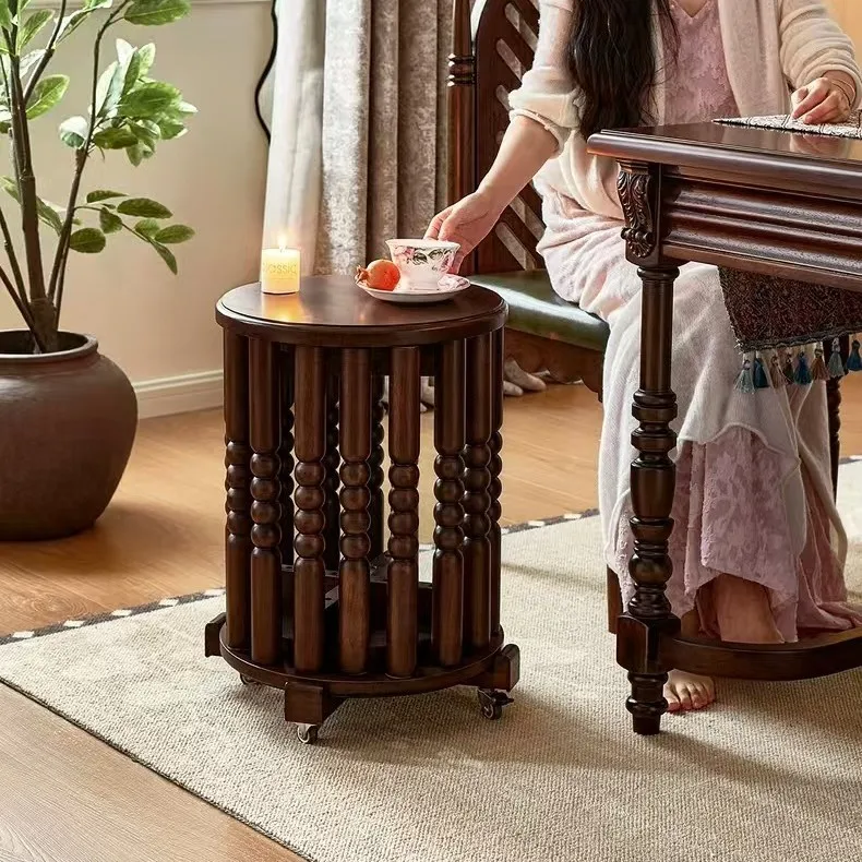 Stacking stool retro style solid wood living room walnut wood all solid wood movable stacking combination household low stool