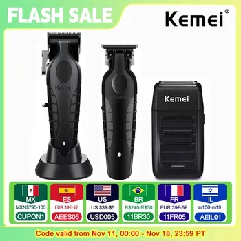 Kemei KM-2296 KM-2299 KM-1102 Kit de cortadora de pelo Afeitadora eléctrica para hombres Máquina cortadora de pelo Máquina para cortar cabello profesional