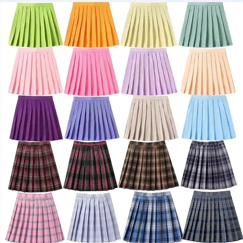 XS - 5XL High Waist Skirt Ladies Summer Clothes Women\'s A Line Harajuku Korean Black Mini Pleated Skirt For School Girl Uniform