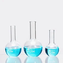 1pc Lab Glass 100ml-2000ml Flat Bottom Long Neck Flask for School Laboratory Experiment