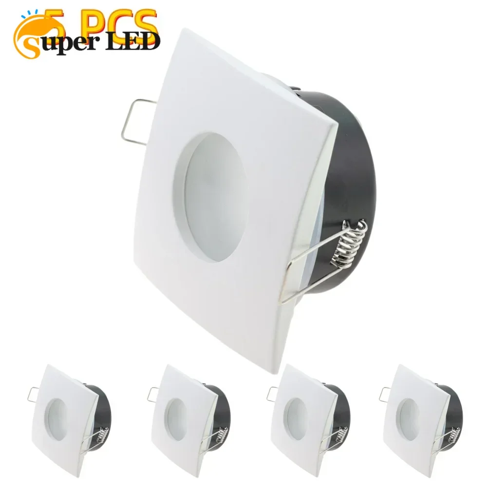 5 stks Wit Vierkant Verzonken LED Plafondlamp Frame IP65 Waterdicht MR16 GU10 Lamp Armatuur Aluminium Downlight Houder