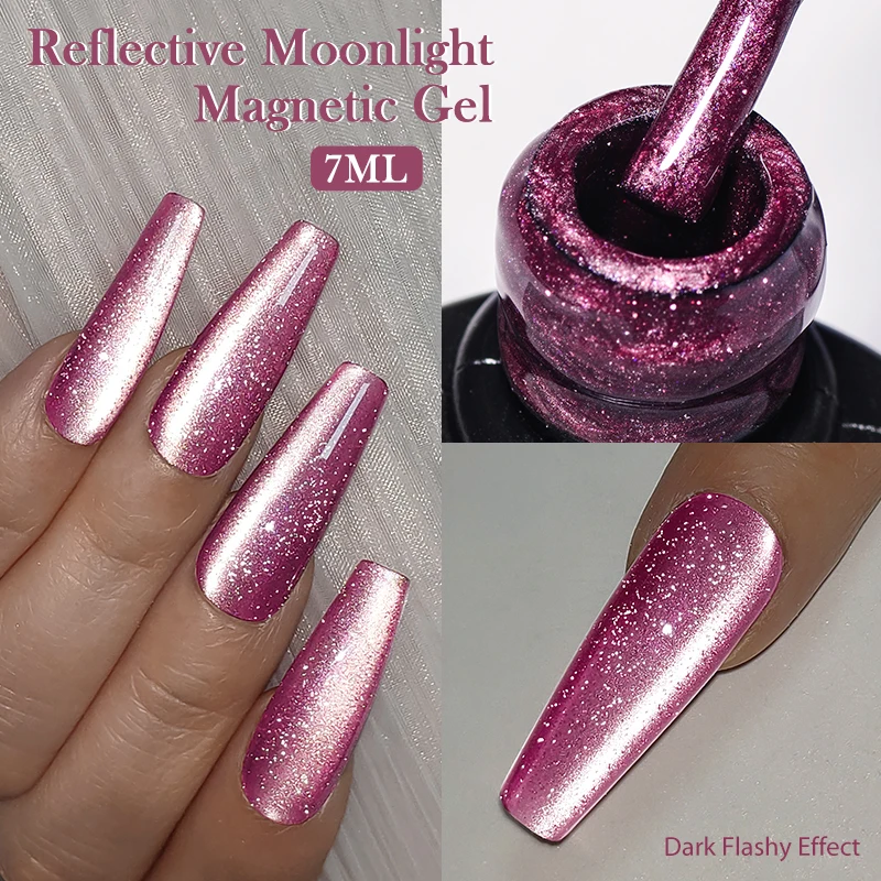 Mtssii-esmalte de uñas de Gel magnético reflectante Moonlight Cat, 7ml, brillo brillante, semipermanente para arte, manicura de Año Nuevo