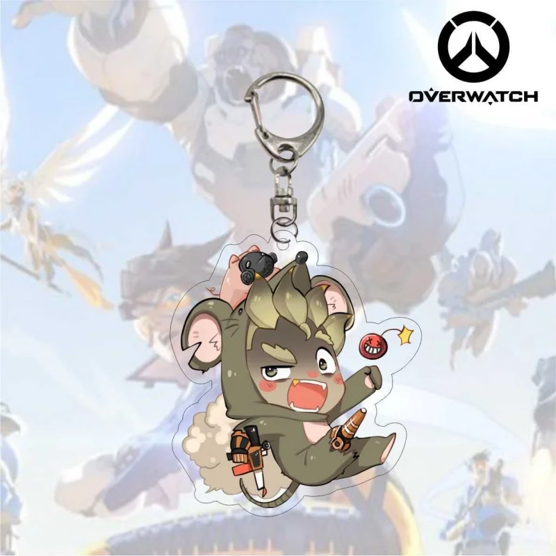 

Shooting Game OW Acrylic Keychain Reaper Lúcio D.Va JunkRat Keychain Accessories Cosplay Pendant Prop Badge Gift