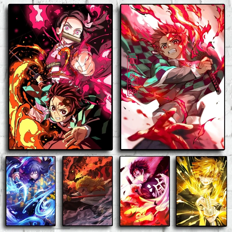 

Demon Slayer Kamado Tanjirou Anime Posters Hanging Prints Comics Pictures Gifts Modern Living Room Decorative Wall Art Home