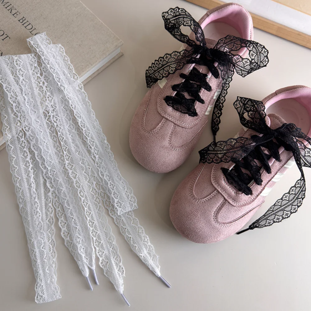

Length 125cm Lace Mesh Flat Shoelaces for Women Black White Shoe Laces for Sneakers DE Training Shoes Shoe Laces Accessories New