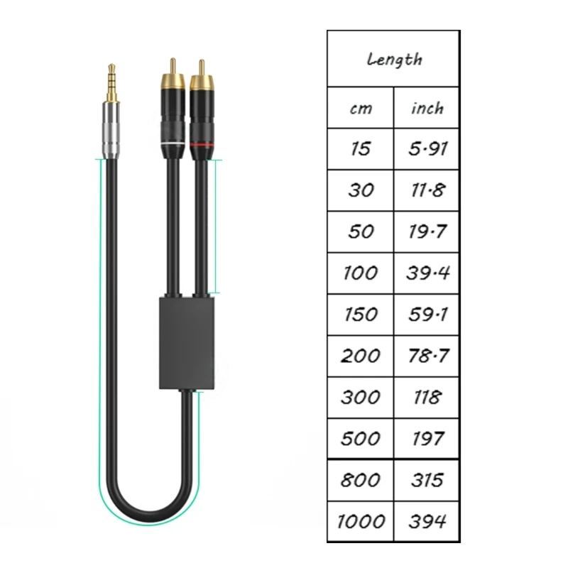 Male Cable 3.5mm to 6.35mm/2 Female Y Splitter Stereo Adapter Line Auxiliary Sound Headphone Cord Connector for Phone Speakers
