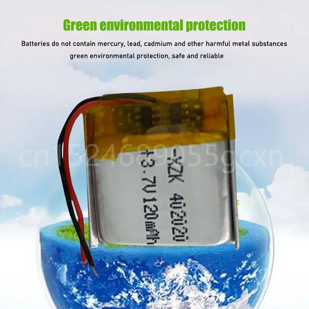 Batterie aste en lithium polymère, 402020 V, 3.7 mAh, pour MP3, MP4, MP5, casque Bluetooth, bracelet intelligent, 120