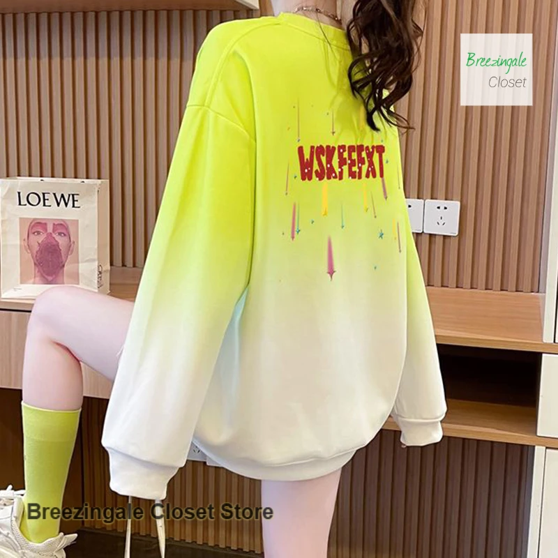 النمط الفرنسي التدرج التعادل مصبوغ سترة المرأة الربيع والخريف جديد فضفاض تصميم الأزياء مزاجه خياطة عادية #4