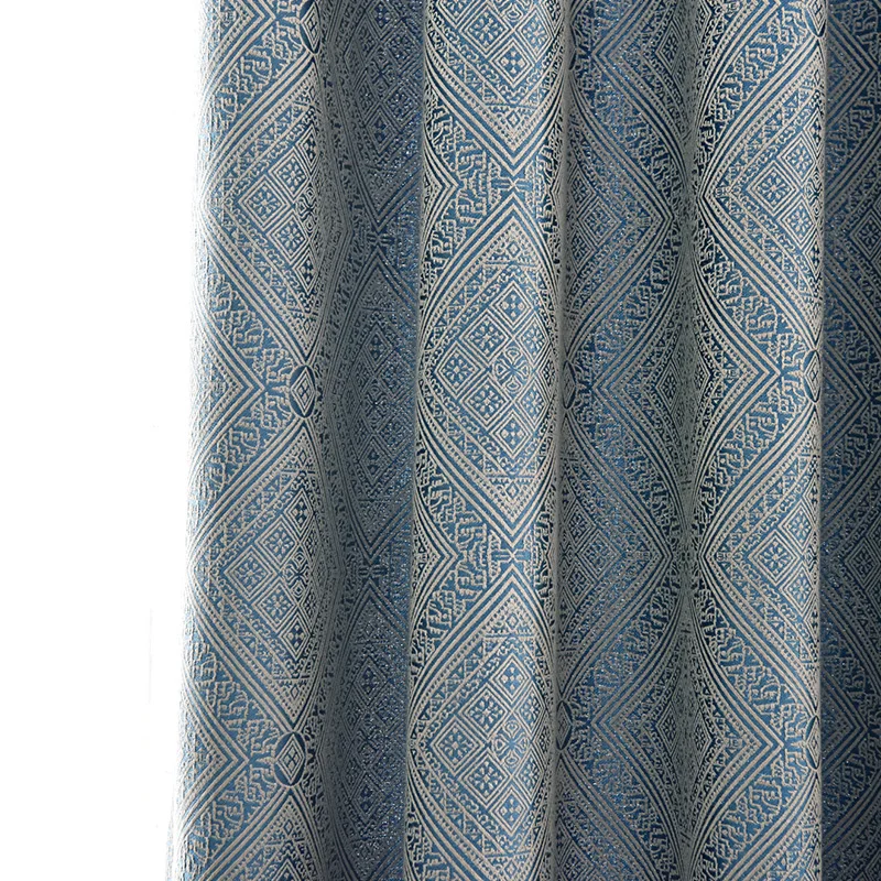 Blauwe Luxe Woonkamer Jacquard Cortinas Sierlijk Patroon Slaapkamer Cortina Verduisteringsgordijnen Balkon Dik Chenille Gordijn Шторы