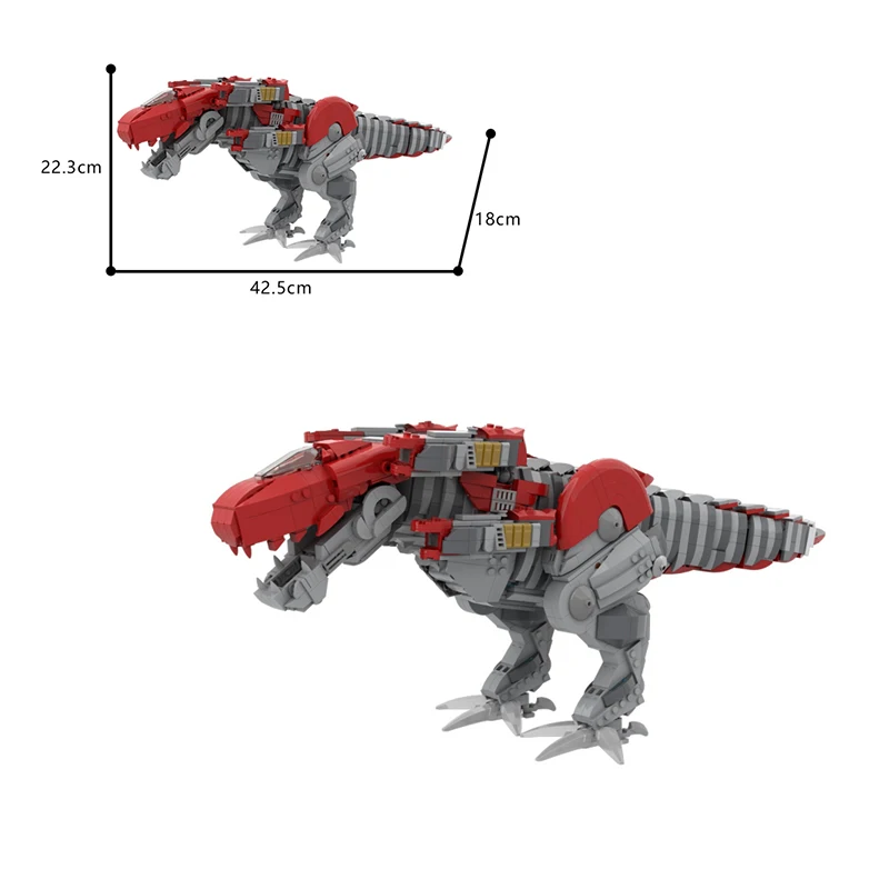 MOC T-Rex Zords Model Building Blocks Japanese Comic Dinosaur Fighting Activity Mechanical Dinosaur Assembling Bricks DIY Toys