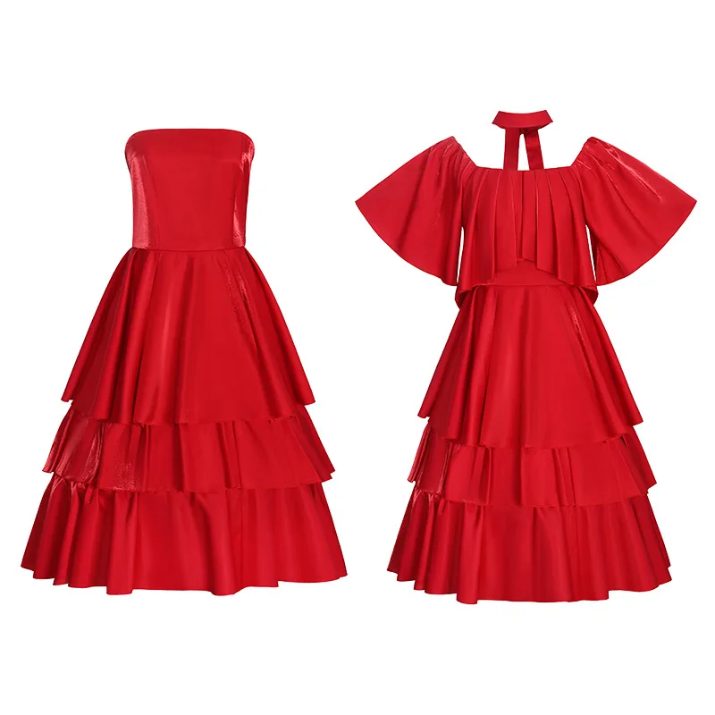 Red Frieren Costume Dress Anime Frieren Beyond Journey's End Cosplay Wig Outfit Set Halloween Party Charistmas for Women Girl