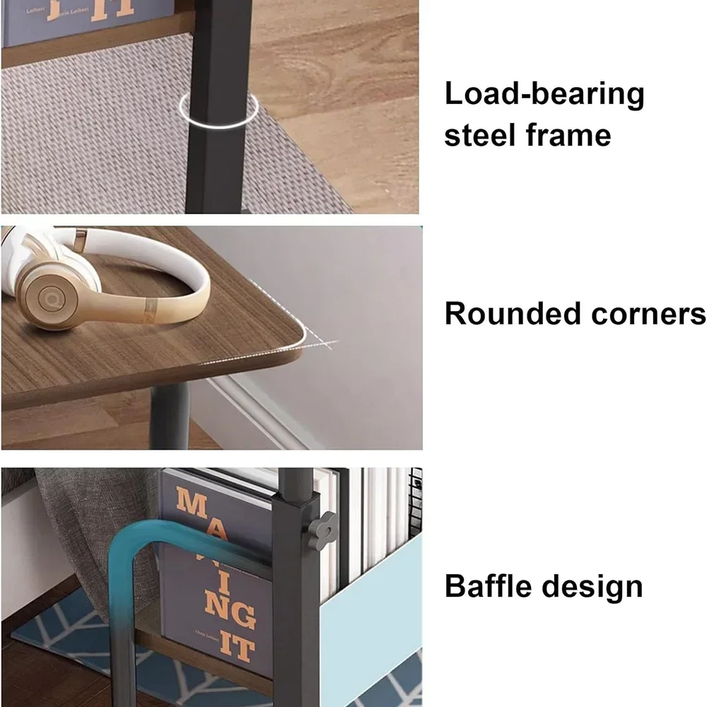 مكتب كمبيوتر متنقل، مكتب صغير قابل للتعديل، مكتب مكتب خشبي مع عجلة، طاولة فوق السرير ارتفاع قابل للتعديل #5